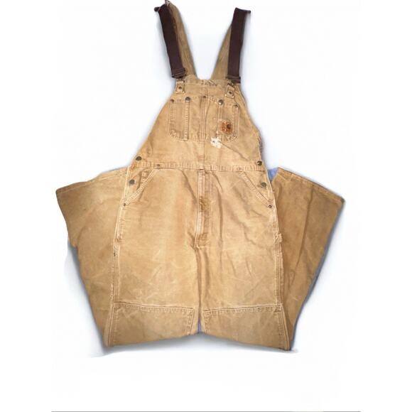 Mens Carhartt Coverall Overalls Used Elastic Strap 36x32 Small Hole Workwear Vtg